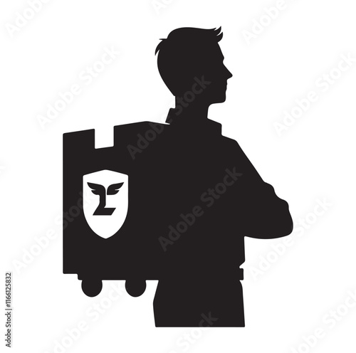 Delivery man silhouette vector illustration