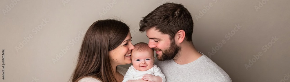 New parents capturing a candid moment of laughter with their baby, postnatal care, joyful milestones New parents capturing a candid moment of laughter with their baby, postnatal care, joyful milestones