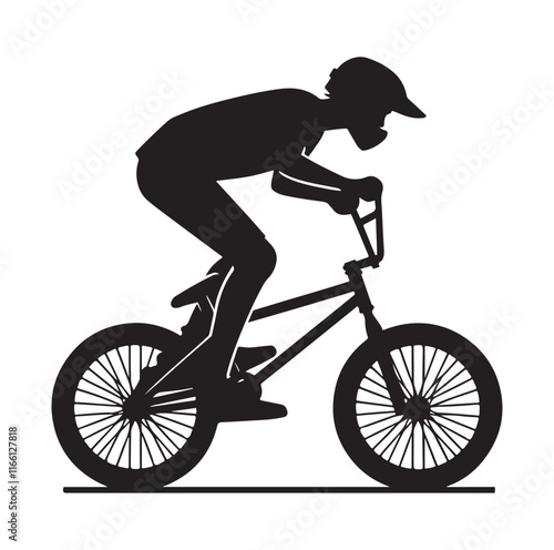 Professional bmx bicycle player silhouette. Vector illustration