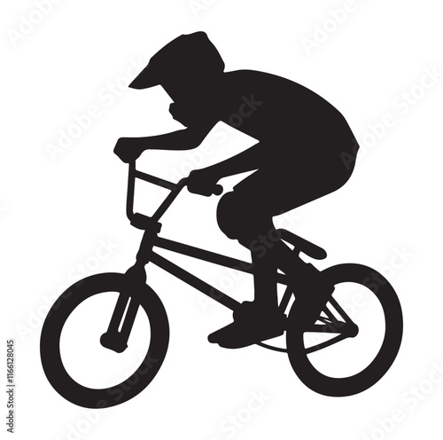 Professional bmx bicycle player silhouette. Vector illustration