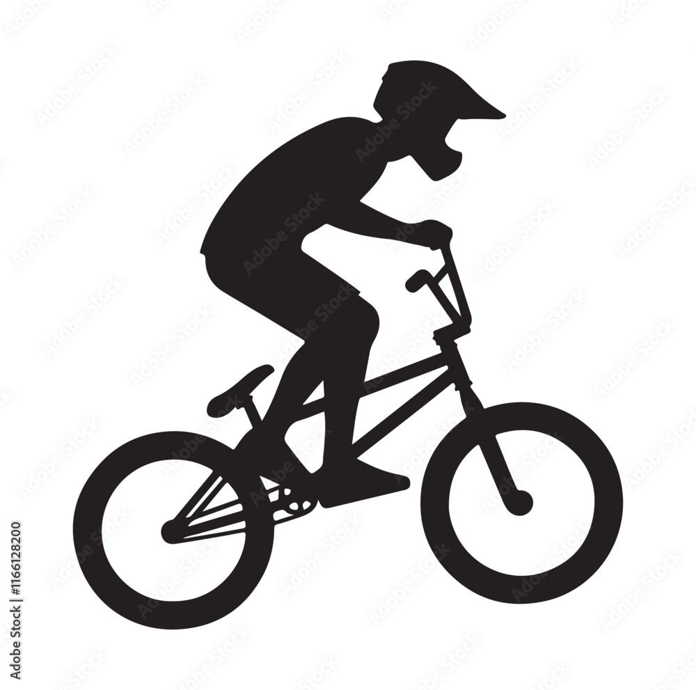 Fototapeta premium Professional bmx bicycle player silhouette. Vector illustration