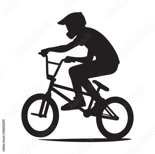 Professional bmx bicycle player silhouette. Vector illustration