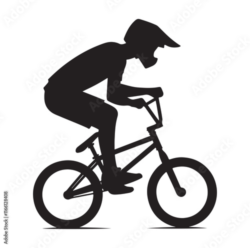 Professional bmx bicycle player silhouette. Vector illustration