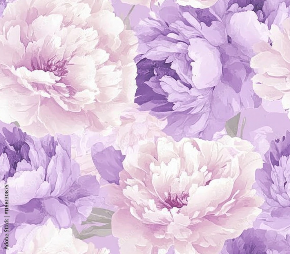 Seamless pattern of purple and pink peonies. Seamless pattern of purple and pink peonies.
