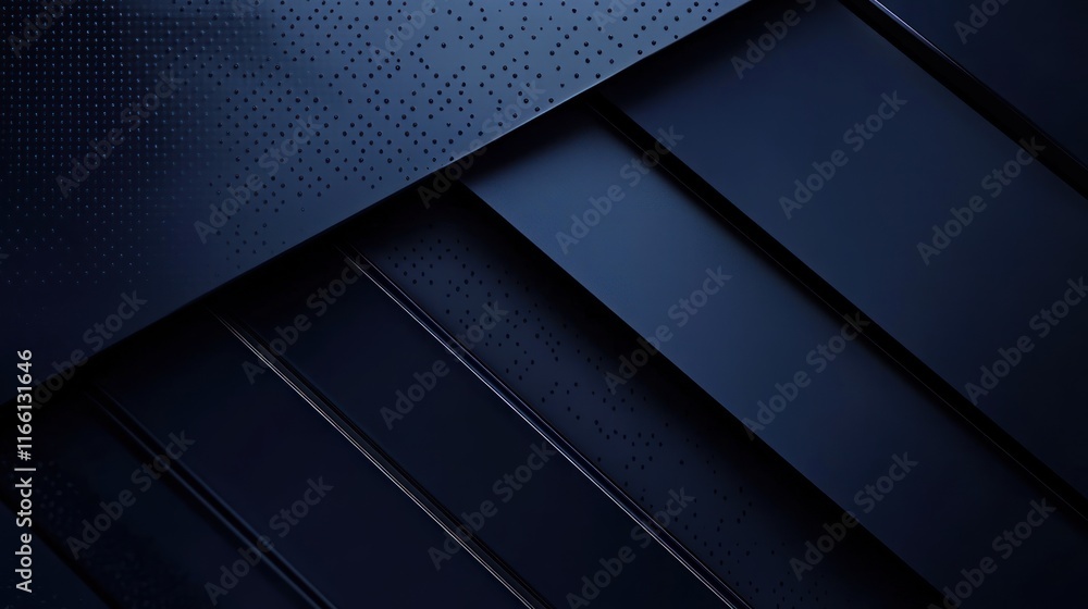 Abstract dark blue geometric pattern with layered textures and dotted details.