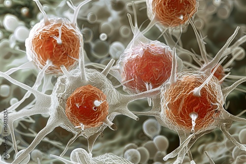 Microscopic image of erythrocytes undergoing deformation while traveling through the circulatory system photo