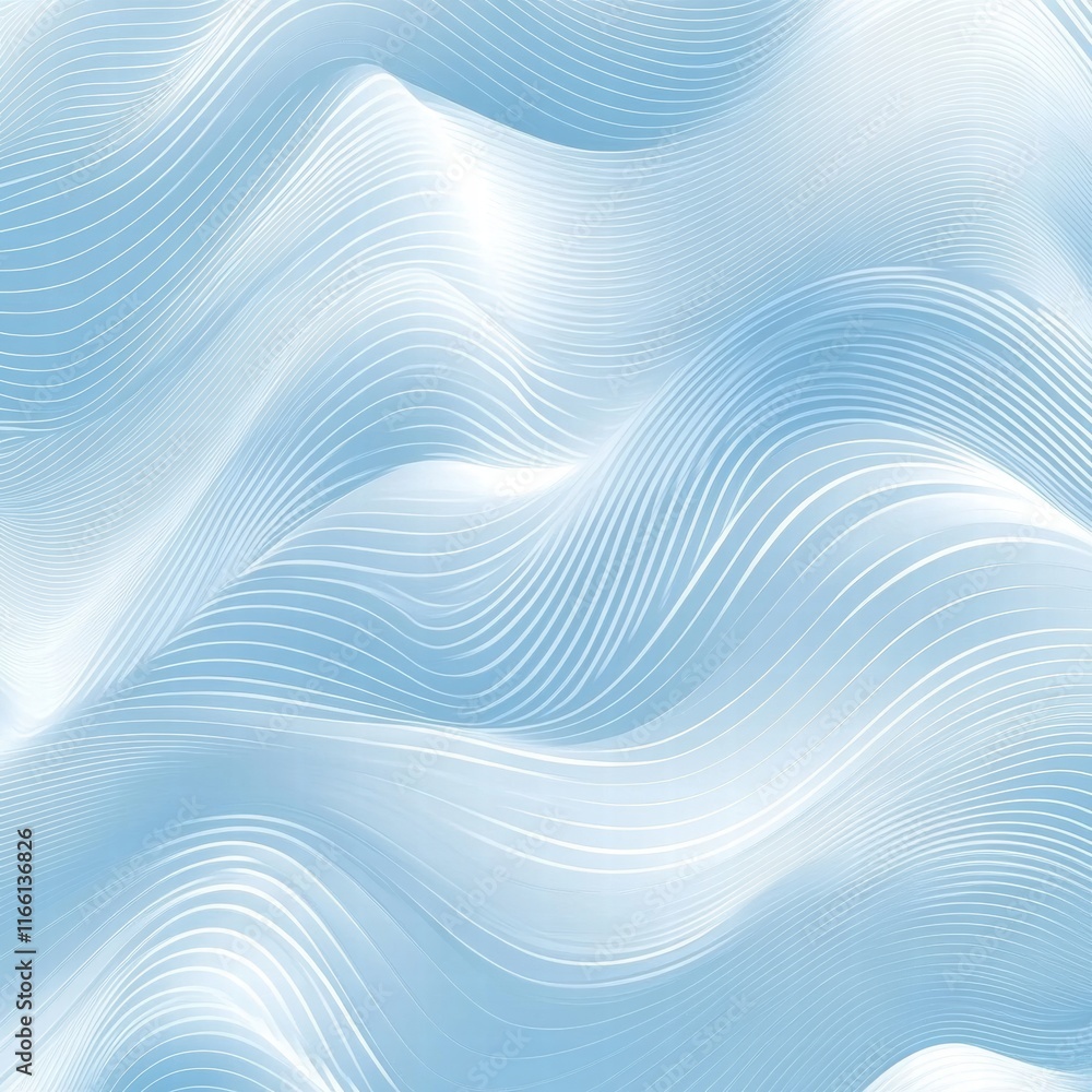 Fototapeta premium Seamless wave like pattern in light blue with flowing lines reflecting a serene atmosphere and gentle movement. Generative AI