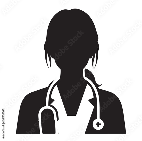 female doctor silhouette vector illustration