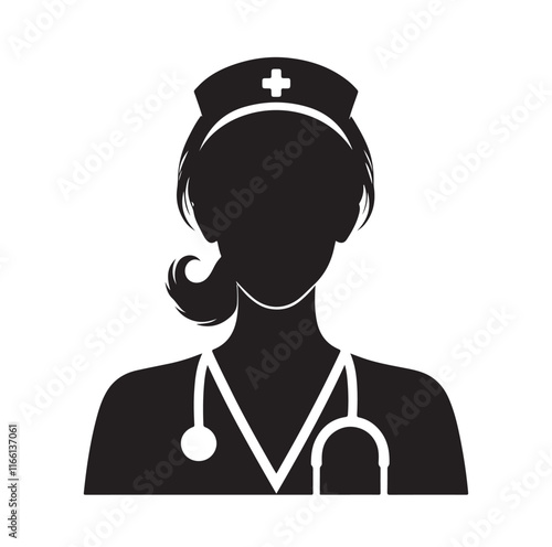 female doctor silhouette vector illustration