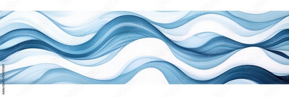Fototapeta premium Seamless wave like pattern in shades of blue and white creates a calming and soothing visual experience. Generative AI