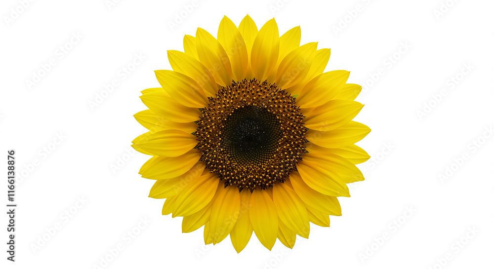 Vibrant Yellow Sunflower Bloom Isolated on White Background Vibrant Yellow Sunflower Bloom Isolated on White Background
