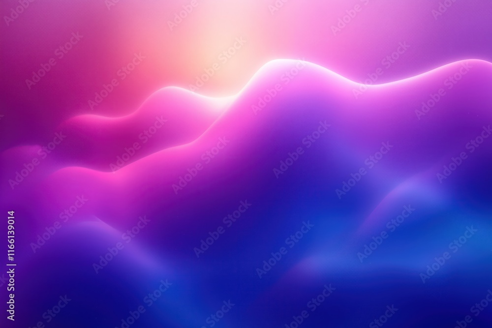 Obraz premium Abstract illustration of dynamic gradient colors. Purple, blue tones create flowing liquid motion. Soft glow, vibrant colors give dreamy effect. Futuristic design chameleon-like color change. Perfect