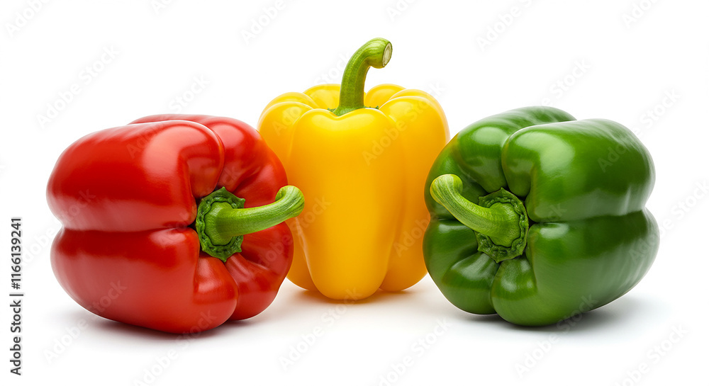 Fresh Red Yellow and Green Bell Peppers Isolated Fresh Red Yellow and Green Bell Peppers Isolated