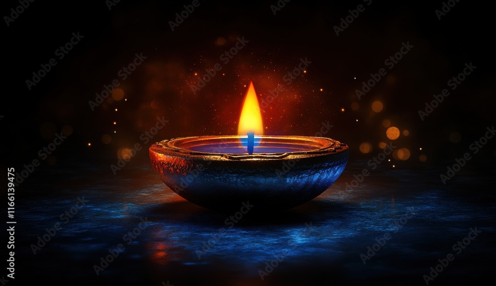 Beautifully Illuminated Oil Lamp with Flickering Flame and Soft Glowing Background, Perfect for Celebrations, Festivals, and Spiritual Themes in Stock Photography Beautifully Illuminated Oil Lamp with Flickering Flame and Soft Glowing Background, Perfect for Celebrations, Festivals, and Spiritual Themes in Stock Photography