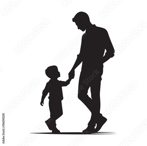 Father and son silhouette vector illustration