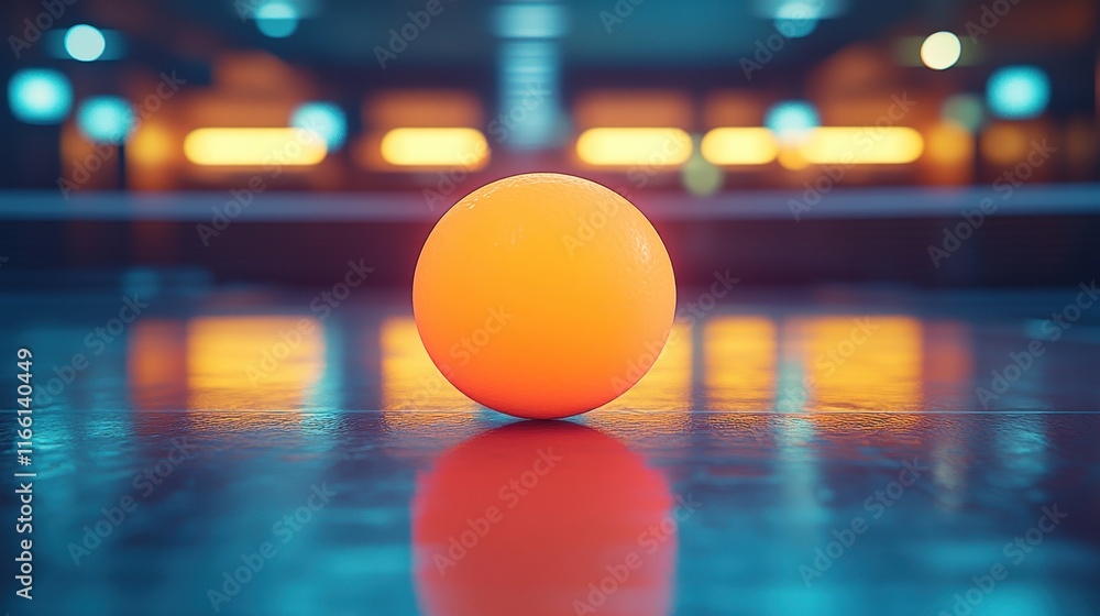 Whimsical table tennis setup with glowing paddles and dynamic ball trails Whimsical table tennis setup with glowing paddles and dynamic ball trails