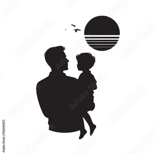 Father and son silhouette vector illustration