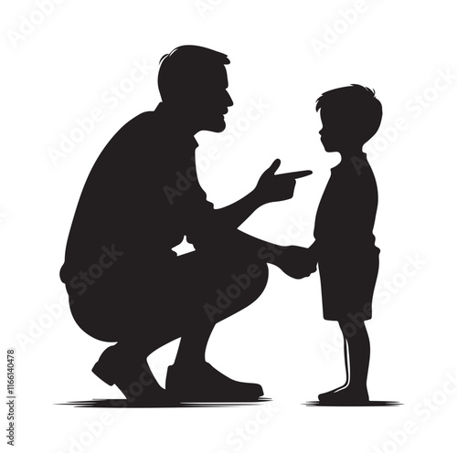 Father and son silhouette vector illustration