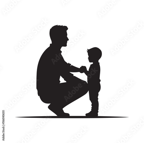 Father and son silhouette vector illustration