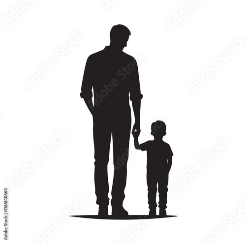 Father and son silhouette vector illustration