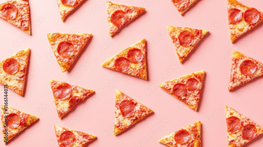 Slices of Pizza on Flat Lay Display with Studio Lighting Slices of Pizza on Flat Lay Display with Studio Lighting