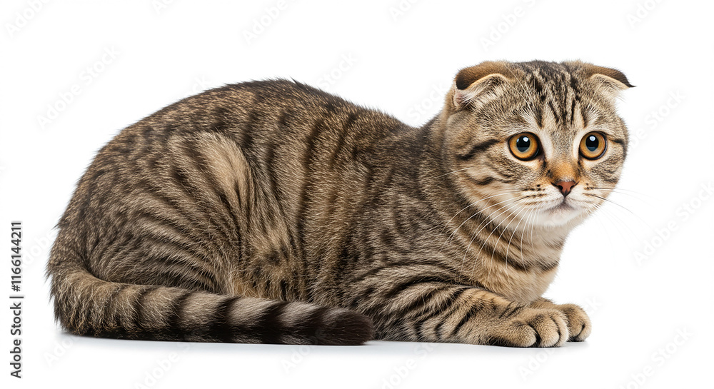 Fototapeta premium Adorable Scottish Fold Kitten Tabby Cat Pet Animal