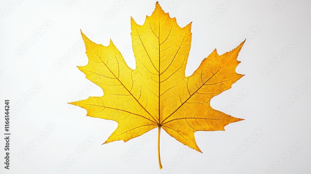 Bright Yellow Maple Leaf Isolated on a Light Background Showcasing Autumn's Vibrant Colors and Intricate Natural Patterns Bright Yellow Maple Leaf Isolated on a Light Background Showcasing Autumn's Vibrant Colors and Intricate Natural Patterns