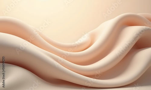 Soft pink silk fabric with flowing waves creates a smooth, shiny texture for elegant red and white backgrounds, High quality wallpaper, Generative Ai photo