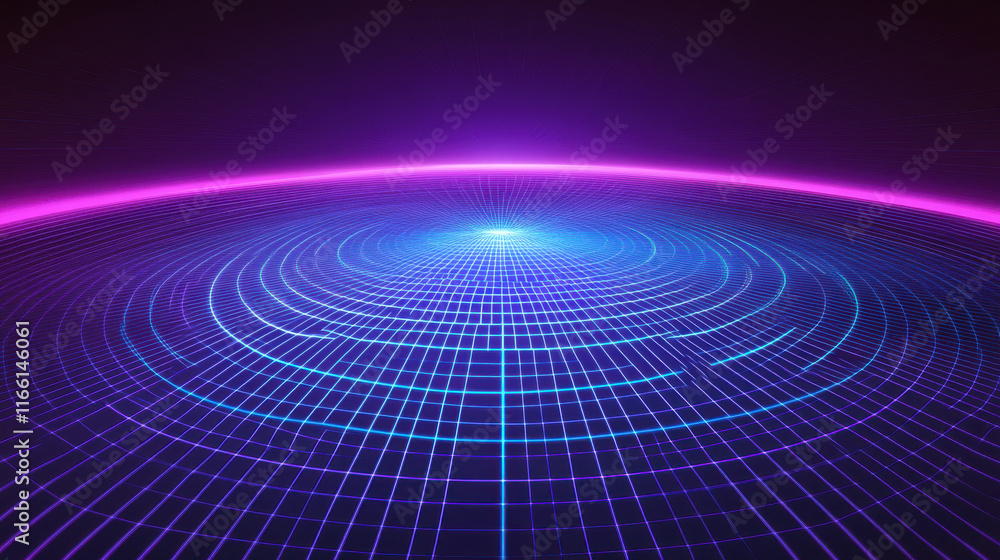 Obraz premium Abstract glowing grid pattern with vibrant neon colors.