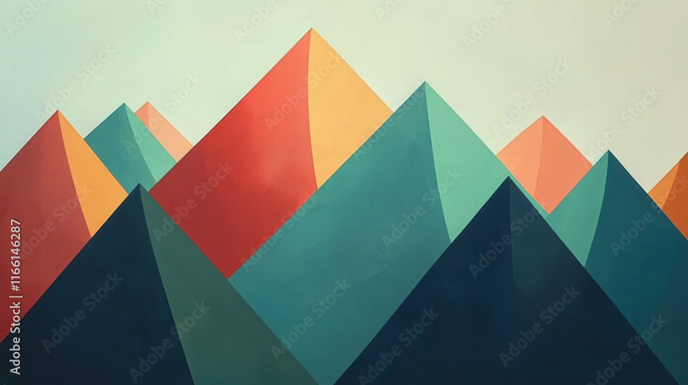 Fototapeta premium Abstract mountain range with colorful peaks