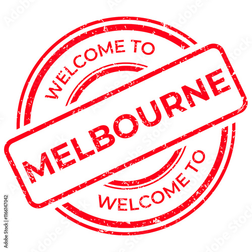 Welcome to Melbourne, Grunge rubber stamp from Australia, vintage travel stamp on transparent background, vector illustration photo