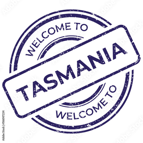 Welcome to Tasmania, Grunge rubber stamp from Australia, vintage travel stamp on transparent background, vector illustration photo