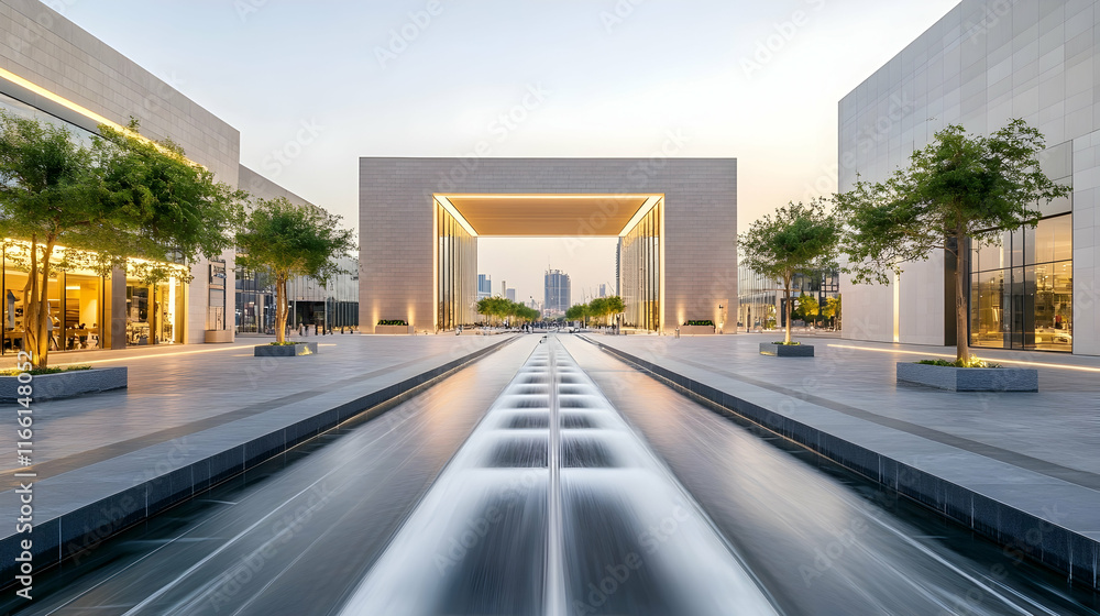 Dubai modern urban plaza with elegant water feature and sleek design minimalist layout Dubai modern urban plaza with elegant water feature and sleek design minimalist layout
