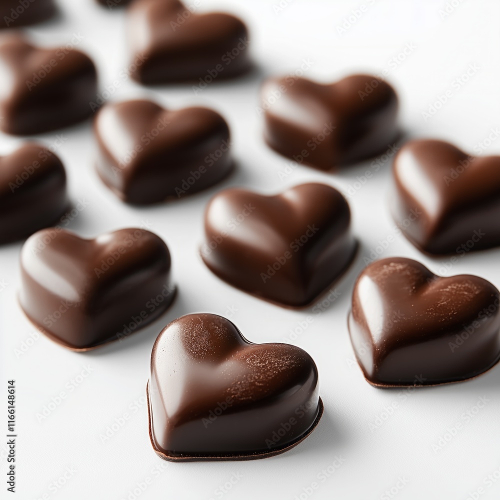 Group heart-shaped chocolates isolated on a white background. Group heart-shaped chocolates isolated on a white background.