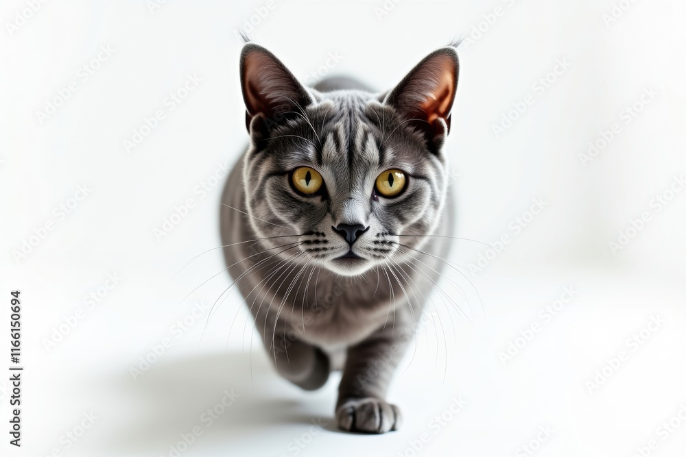 Striking Chartreux cat portrait on clean white background perfect for pet lovers or designers Striking Chartreux cat portrait on clean white background perfect for pet lovers or designers