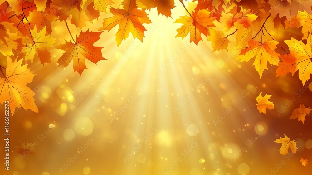 Golden Autumn Leaves Reflect Sunlight Creating a Warm Atmosphere in a Tranquil Natural Setting During the Fall Season Golden Autumn Leaves Reflect Sunlight Creating a Warm Atmosphere in a Tranquil Natural Setting During the Fall Season