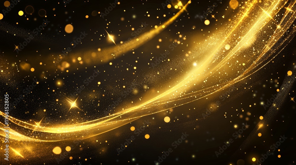 Obraz premium Abstract glowing gold vertical lighting lines on dark background with lighting effect and sparkle with copy space for text. Luxury design style. Vector illustration
