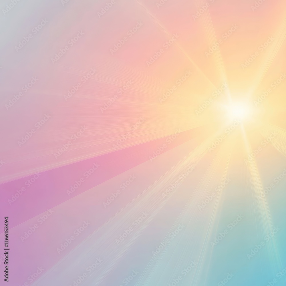 Bright Sunrise Illuminating a Pastel Sky With Rays Spreading Across the Horizon in a Serene Morning Atmosphere