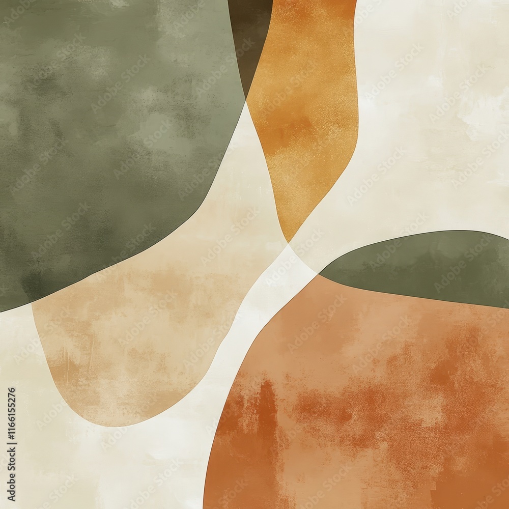 Abstract Shapes Blend Earthy Tones in a Modern Artwork Featuring Organic Forms and Subtle Textures Creating a Calming Atmosphere in Interior Spaces Abstract Shapes Blend Earthy Tones in a Modern Artwork Featuring Organic Forms and Subtle Textures Creating a Calming Atmosphere in Interior Spaces