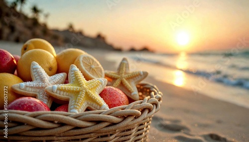 Lemon Sugar Cookies on a Beach Basket