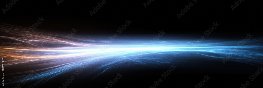A blue and orange wave in space. The blue is brighter than the orange. The blue is the dominant color A blue and orange wave in space. The blue is brighter than the orange. The blue is the dominant color