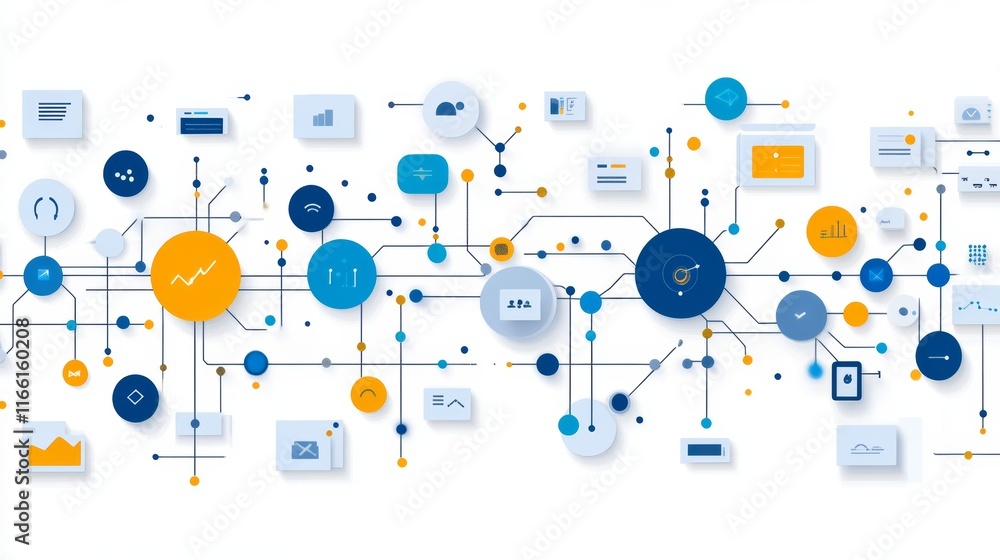 Digital Data Visualization Showcasing Interconnected Graphs, Charts, and Icons Representing Analytics and Technology Concepts in a Modern Design Digital Data Visualization Showcasing Interconnected Graphs, Charts, and Icons Representing Analytics and Technology Concepts in a Modern Design