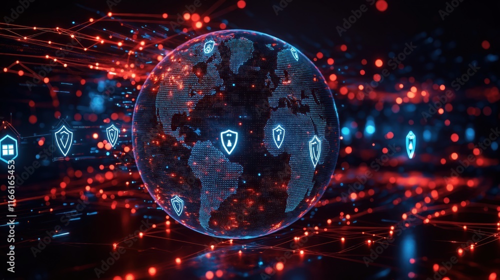 Global network connections digital globe visualization cybersecurity icons. Secure network tech. Global protection system. Digital security displayed. Modern internet infrastructure. Global safety. Global network connections digital globe visualization cybersecurity icons. Secure network tech. Global protection system. Digital security displayed. Modern internet infrastructure. Global safety.