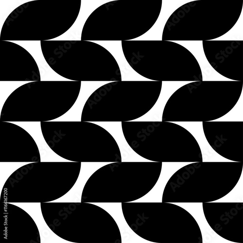 seamless pattern with black and white leaves