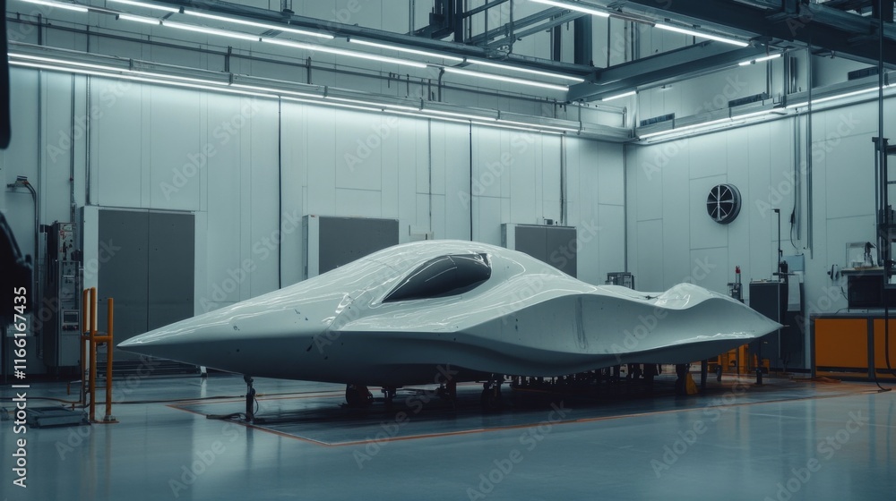 Futuristic Aircraft Model in Testing Environment Futuristic Aircraft Model in Testing Environment