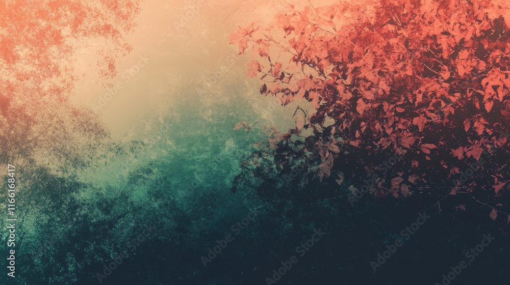 Obraz premium Colorful Autumn Leaves Blend With Vibrant Hues of Nature at a Tranquil Forest Location During the Golden Hour