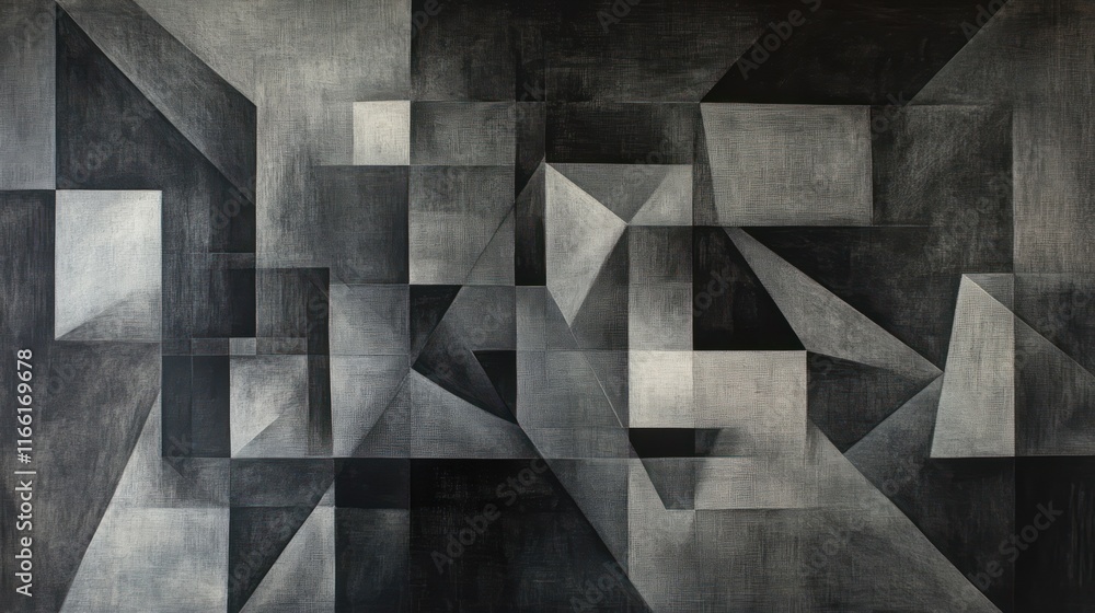 Abstract geometric composition in shades of black and gray, exploring form and structure. Abstract geometric composition in shades of black and gray, exploring form and structure.
