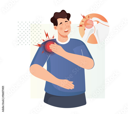 Person with Shoulder Pain - Stock Illustration