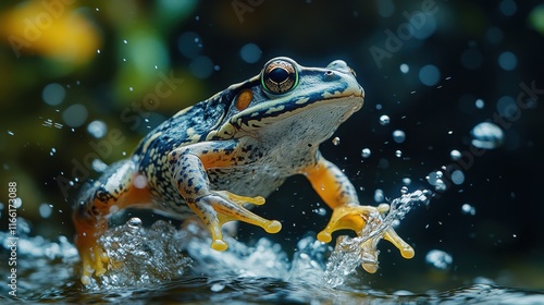 African Clawed Frog catching its prey underwater in a serene pond photo