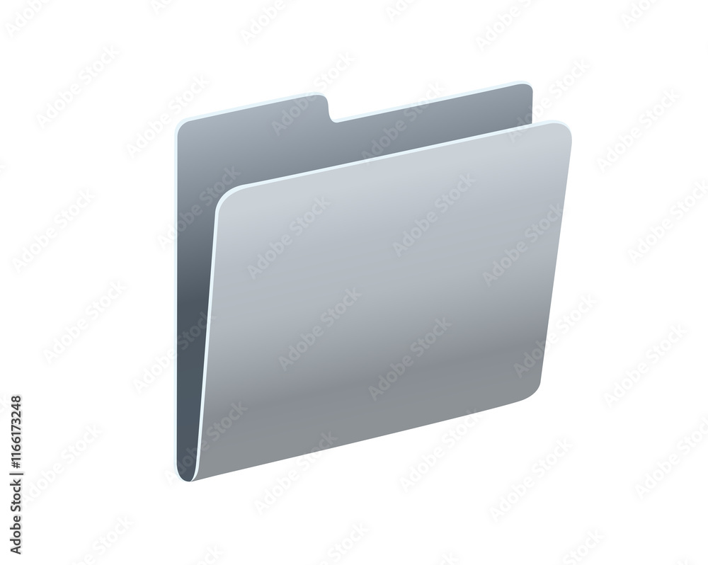 Classic gradient grey computer file folder icon with document Classic gradient grey computer file folder icon with document